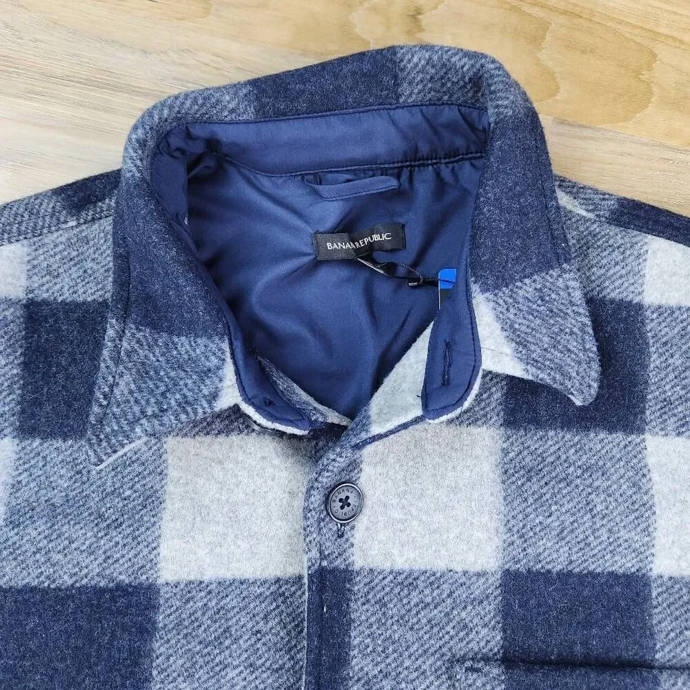 🩵NWT Banana Republic Blue Downtown Plaid Heritage Jacket Men's Large